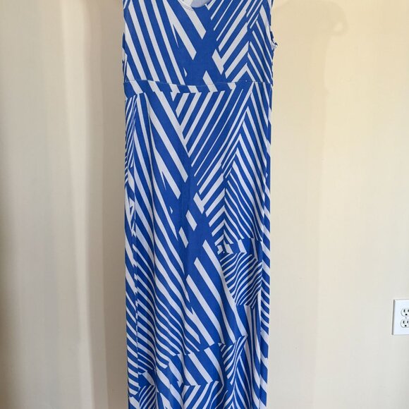 Chicos Size 0 Travelers Maxi Dress Blue White Striped Sleeveless Womens 4 Small - Picture 12 of 12